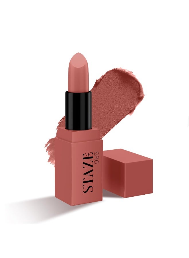 Staze 9to9 Crème De La Matte Lipstick | Intense Color Payoff | Weightless Silky Formula | Smudgeproof & Transferproof | 12 Hrs Stay | Non-Drying Pigmented Lightweight | 03 Shot of Baileys | 4.2 g - Image 1